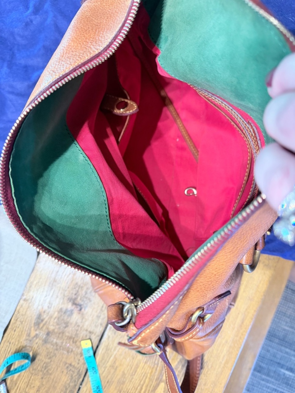 Dooney & Bourke Cognac Leather Shoulder Bag with Braided Handles LARGE - Picture 10 of 12